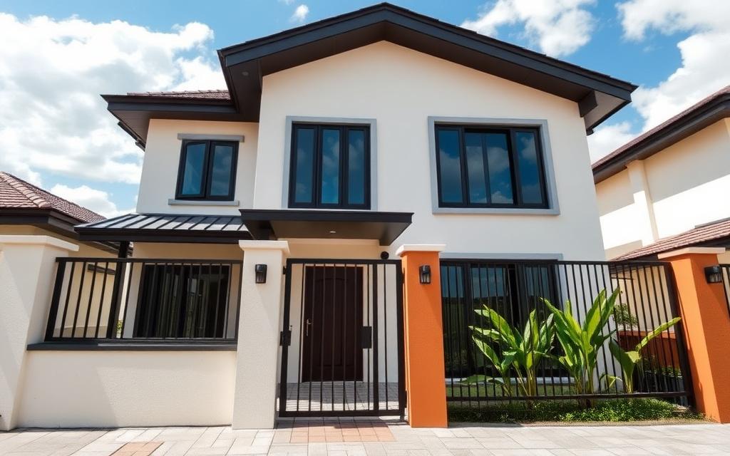 Terrace house facade after exterior renovation